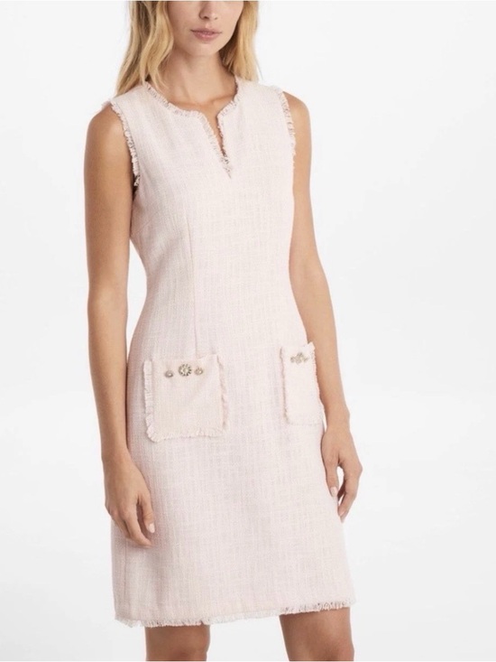 Karl Lagerfeld Dresses & Skirts - Karl Lagerfeld Sleeveless Pink Tweed Pocket Dress